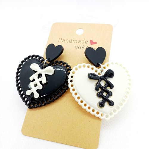 Boucles d'oreilles fantaisie cœurs saint-valentin