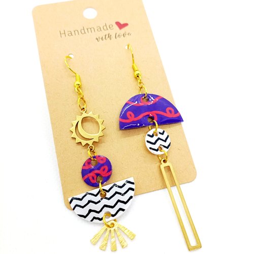 Boucles d'oreilles asymétriques en acier inoxydable