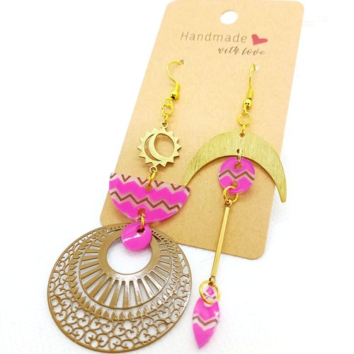 Boucles d'oreilles asymétriques en acier inoxydable