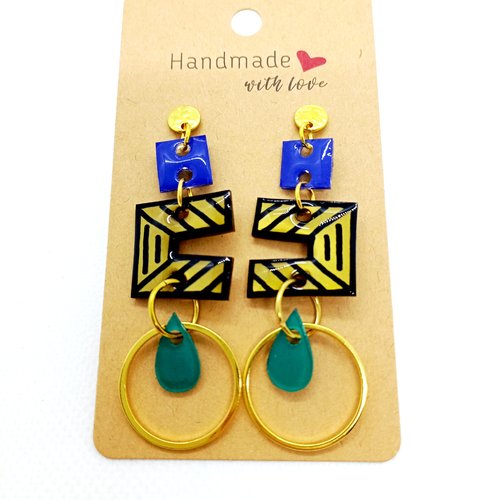 Boucles d'oreilles en acrylique et acier inoxydable