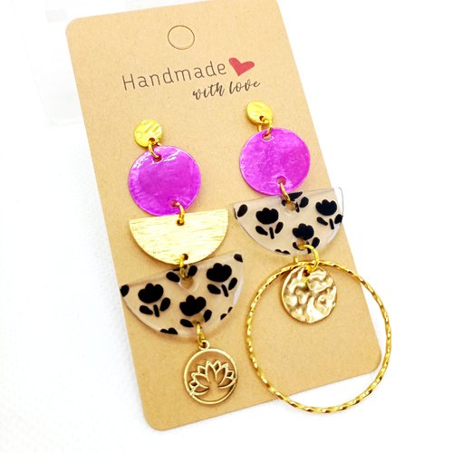 Boucles d'oreilles asymétriques en acier inoxydable