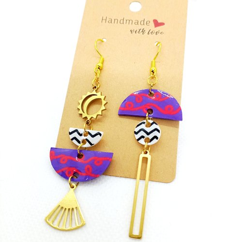 Boucles d'oreilles asymétriques en acier inoxydable