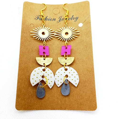 Boucles d'oreilles longues en acier inoxydable doré