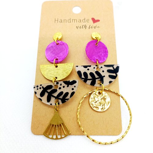 Boucles d'oreilles asymétriques en acier inoxydable