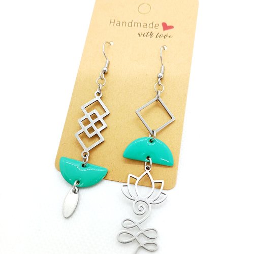 Boucles d'oreilles asymétriques en acier inoxydable