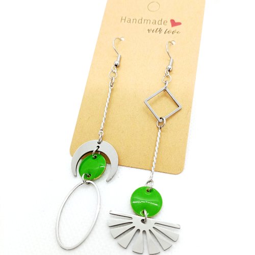 Boucles d'oreilles asymétriques en acier inoxydable