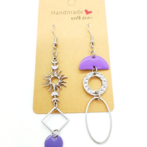 Boucles d'oreilles asymétriques en acier inoxydable