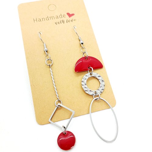 Boucles d'oreilles asymétriques en acier inoxydable