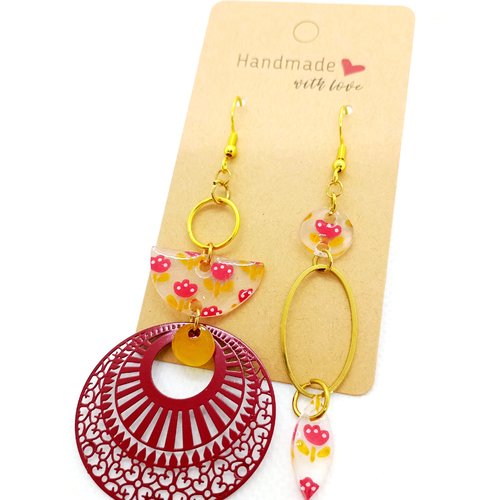 Boucles d'oreilles asymétriques en acier inoxydable