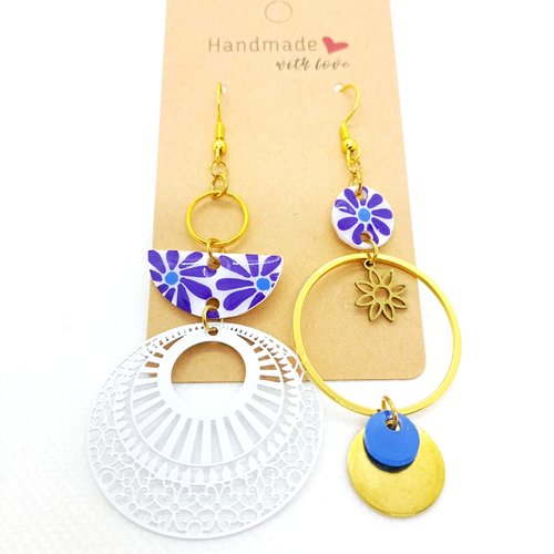 Boucles d'oreilles asymétriques en acier inoxydable