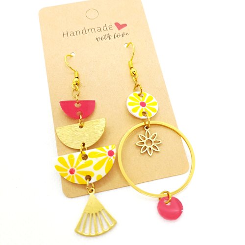 Boucles d'oreilles asymétriques en acier inoxydable