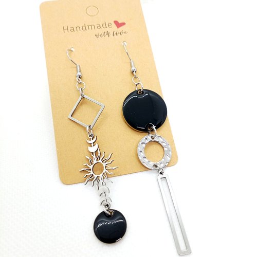 Boucles d'oreilles asymétriques en acier inoxydable