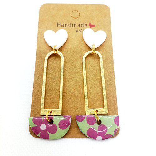 Boucles d'oreilles en papier résiné