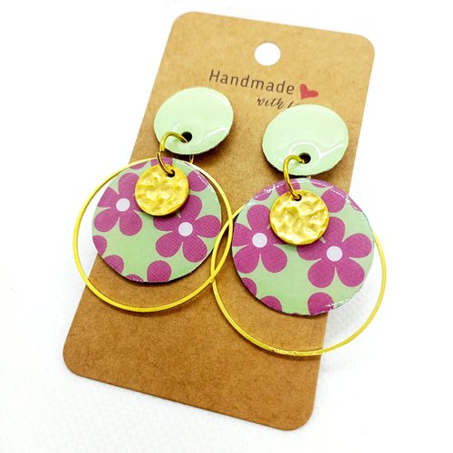 Boucles d'oreilles en papier résiné
