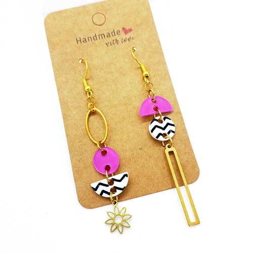 Boucles d'oreilles asymétriques en acier inoxydable