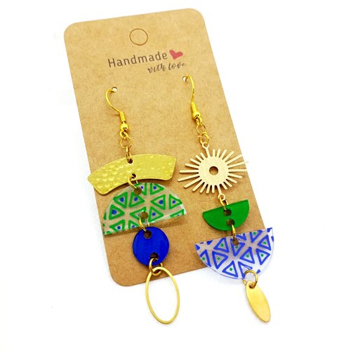 Boucles d'oreilles asymétriques en acier inoxydable