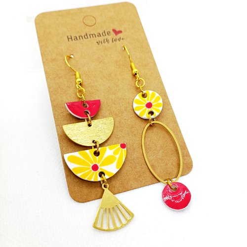 Boucles d'oreilles asymétriques en acier inoxydable