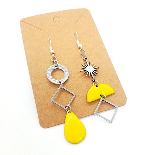 Boucles d'oreilles asymétriques en acier inoxydable