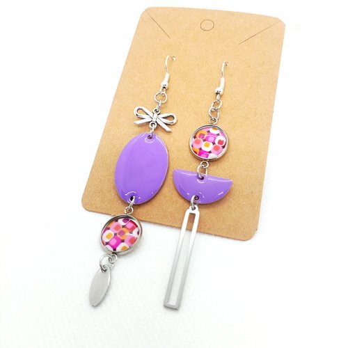 Boucles d'oreilles pendantes asymétriques