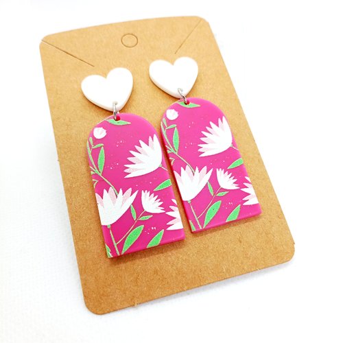 Boucles d'oreilles pendantes fantaisie fleurs