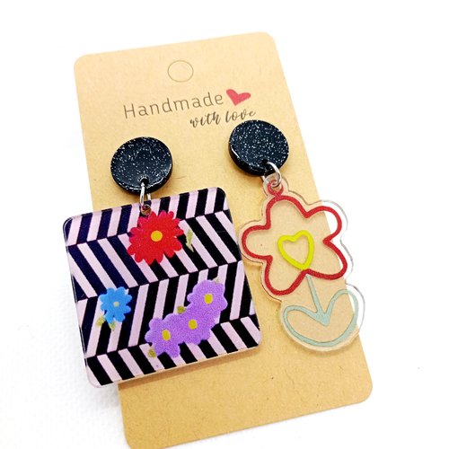 Boucles d'oreilles fantaisie florales