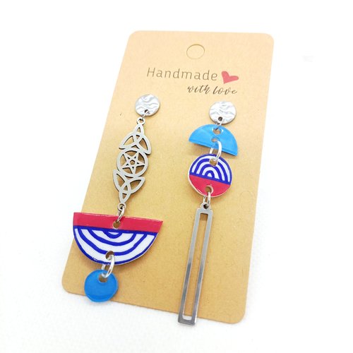 Boucles d'oreilles pendantes asymétriques