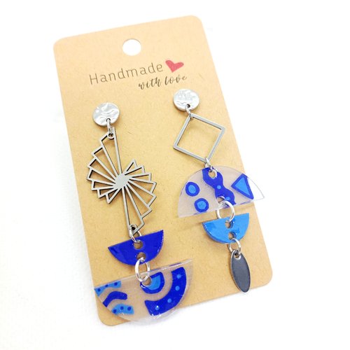 Boucles d'oreilles pendantes asymétriques