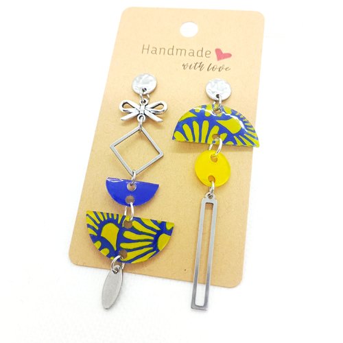 Boucles d'oreilles pendantes asymétriques