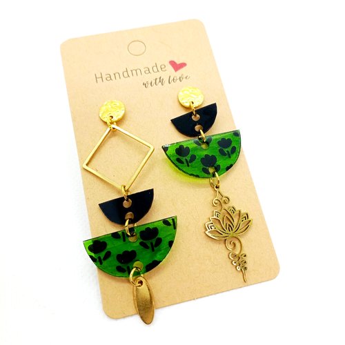 Boucles d'oreilles pendantes asymétriques