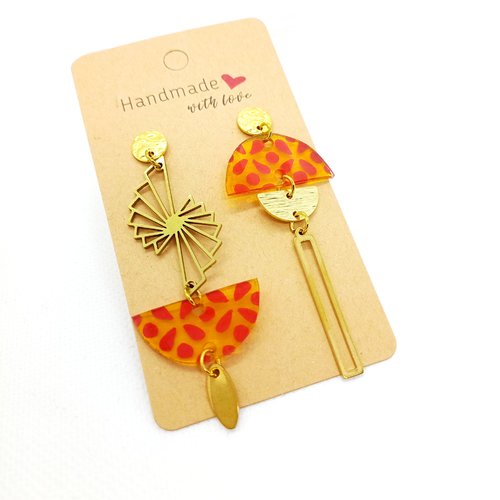 Boucles d'oreilles pendantes asymétriques