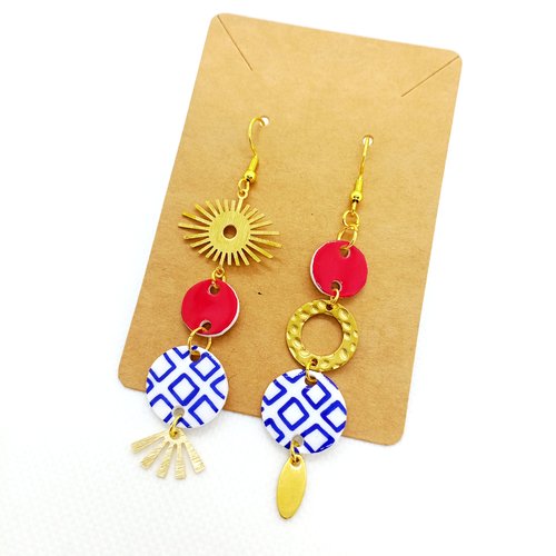 Boucles d'oreilles pendantes asymétriques