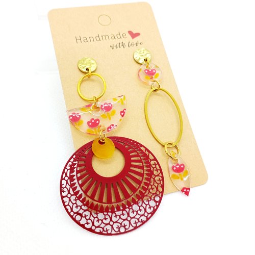 Boucles d'oreilles asymétriques en acier inoxydable