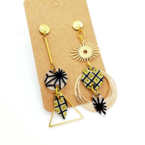 Boucles d'oreilles pendantes asymétriques