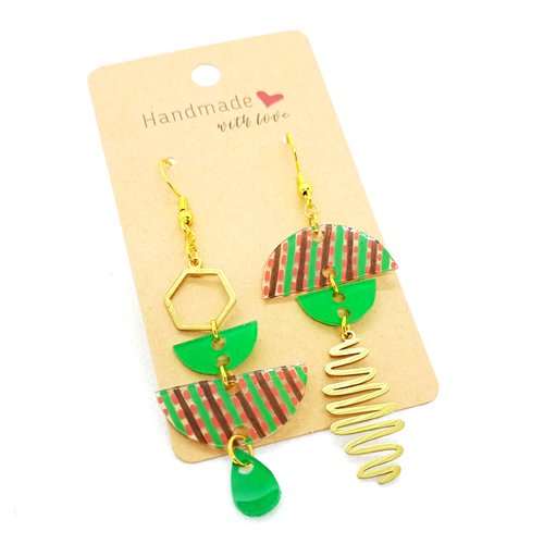 Boucles d'oreilles pendantes asymétriques