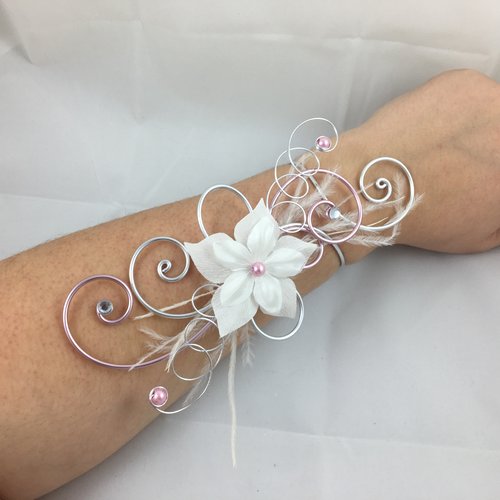 Bracelet camilia en rose poudré & blanc 