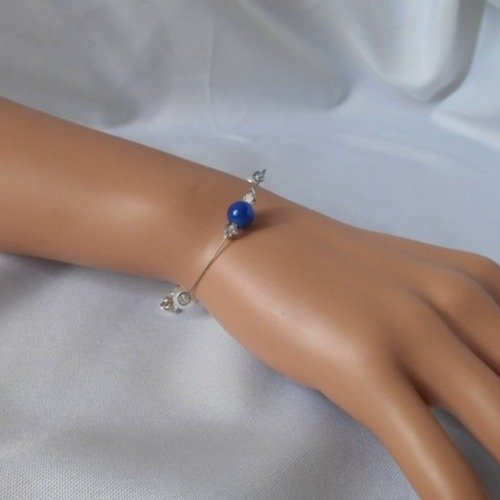 Parure classica 3 pièces avec collier , bracelet et boucles d'oreilles bleu roi 