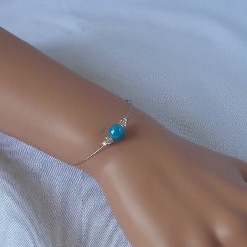 Bracelet classica avec perles magique turquoise et perles swarovski 