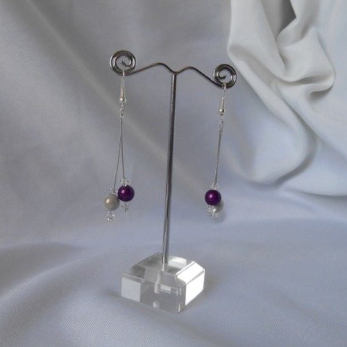 Parure 3 pièces classica avec perles magique violette et perles swarovski 