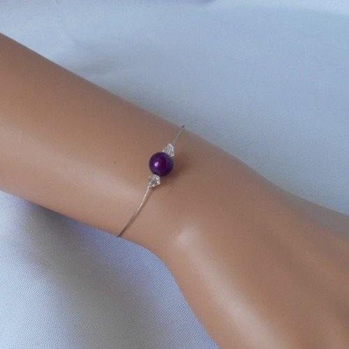 Bracelet classica avec perles violette et perles swarovski 