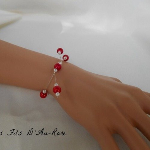 Bracelet perlica avec perles rouge 