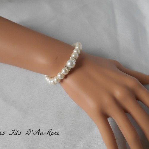 Bracelet mariage "anabelle" tout en perles nacrée 