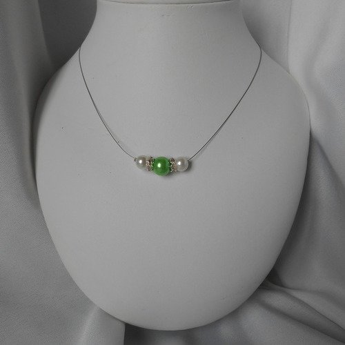 Collier " azur " avec perles nacrée & verte 