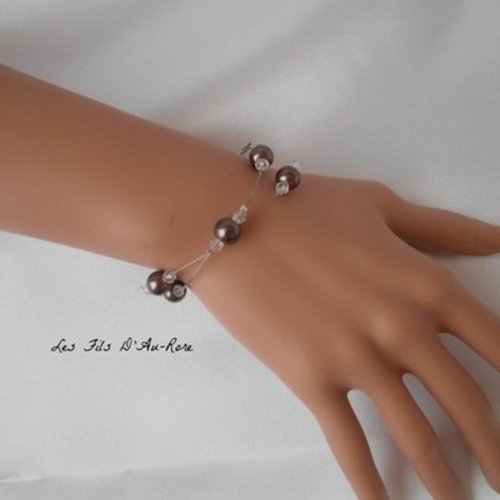 Bracelet perlica avec perles marron 
