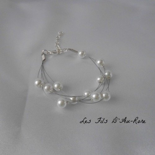 Bracelet mariage "tunise" avec perles nacrée blanche 
