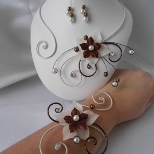 Parure mariage 3 pièces "seville" collier, bracelet & boucles 
