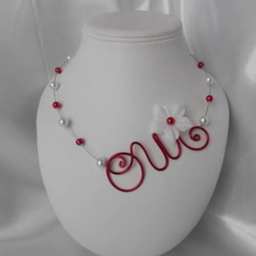 Collier mariage "lou" perles rouge & blanc 