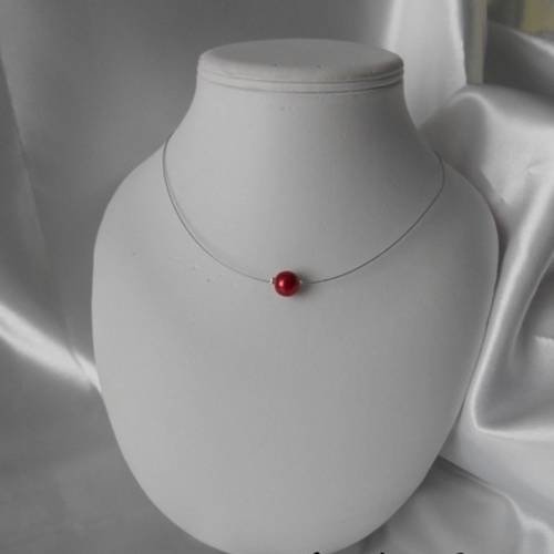 Collier mariage "lana" classique perle nacrée rouge 