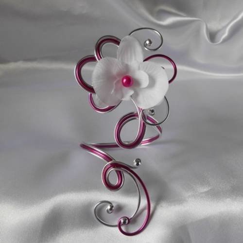 Bracelet mariage "celine" fuchsia & blanc 