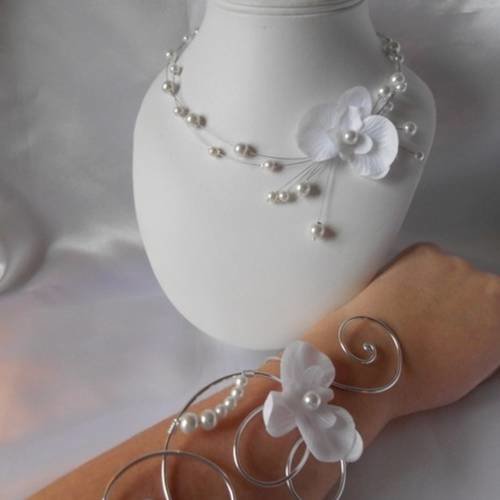 Parure mariage "angel" 2 pièces collier et bracelet aluminium 