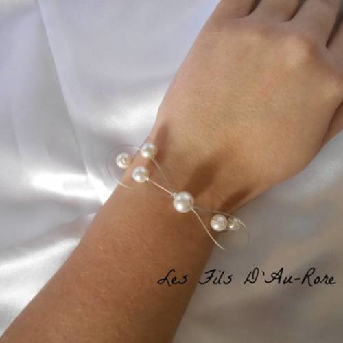 Bracelet mariage "nolane" en perle ivoire 